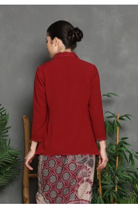 Lyne Halim Kebaya Puspa Bordir Marun – Atasan Wanita Elegan Modern, BLO-8456